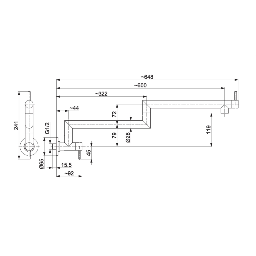 KFA Armatura 6623-030-81 - DUERO POT FILLER kitchen faucet with articulated arm, stainless steel/matte black