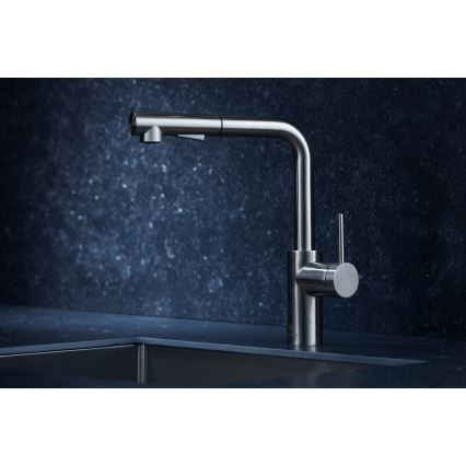 KFA Armatura 6623-110-22 - Sink tap with pull-out sprayer DUERO BASIC stainless steel