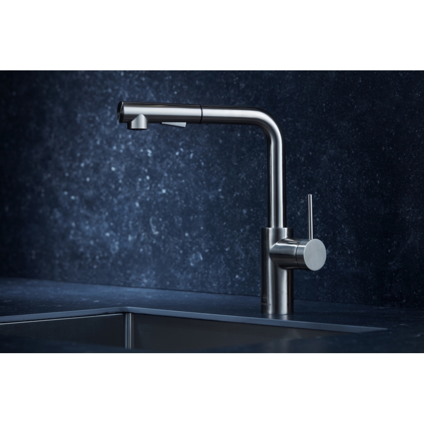 KFA Armatura 6623-110-22 - Sink tap with pull-out sprayer DUERO BASIC stainless steel