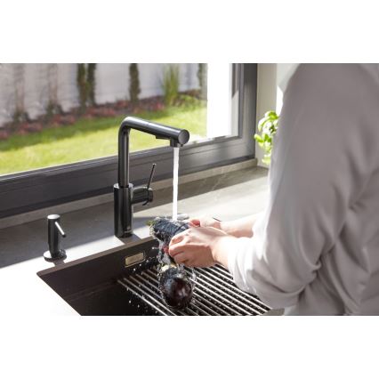 KFA Armatura 6623-110-81 - Sink tap with pull-out sprayer DUERO BASIC stainless steel/matte black