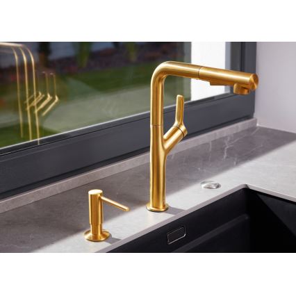 KFA Armatura 6623-220-31 - Sink tap with pull-out sprayer DUERO DESIGN stainless steel/ground gold