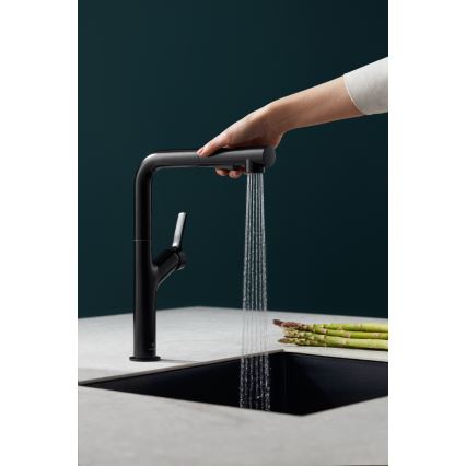 KFA Armatura 6623-220-81 - Sink tap with pull-out sprayer DUERO DESIGN stainless steel/matte black