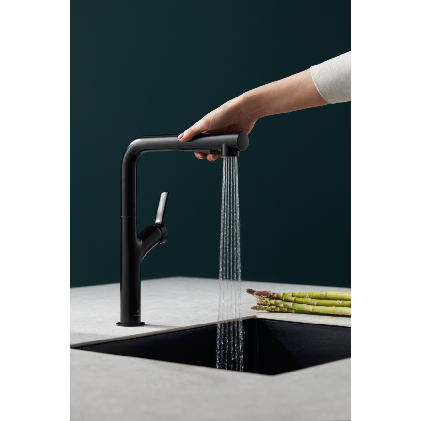 KFA Armatura 6623-220-81 - Sink tap with pull-out sprayer DUERO DESIGN stainless steel/matte black