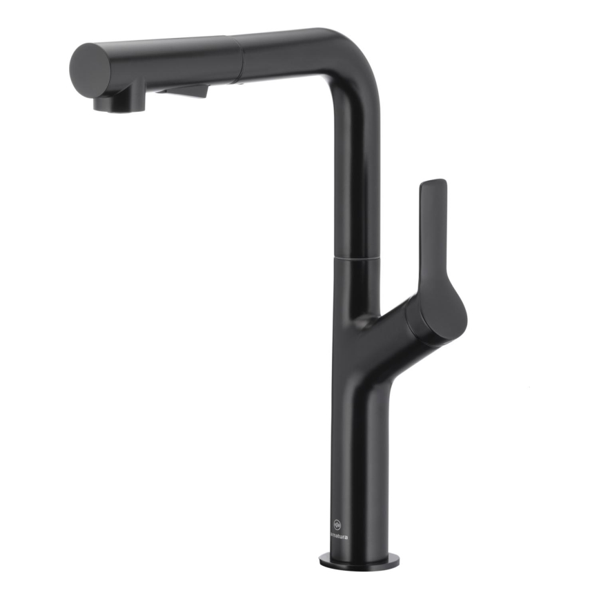 KFA Armatura 6623-220-81 - Sink tap with pull-out sprayer DUERO DESIGN stainless steel/matte black