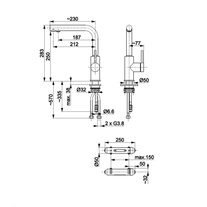 KFA Armatura 6623-912-22 - Filtered water tap DUERO PURE stainless steel + filter
