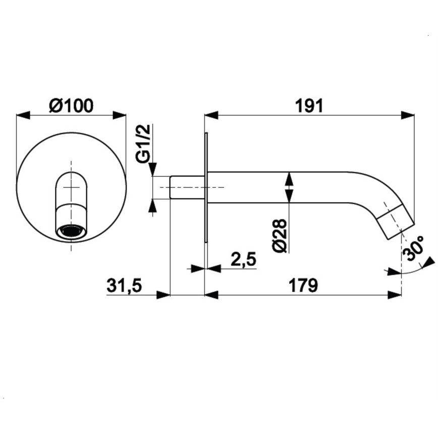 KFA Armatura 836-004-00 - Spout for concealed installation MOZA shiny chrome