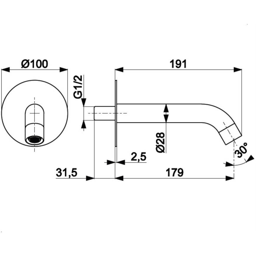 KFA Armatura 836-004-31 - Spout for concealed installation MOZA brass/ground gold