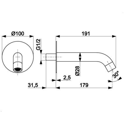 KFA Armatura 836-004-81 - Spout for concealed installation MOZA brass/matte black