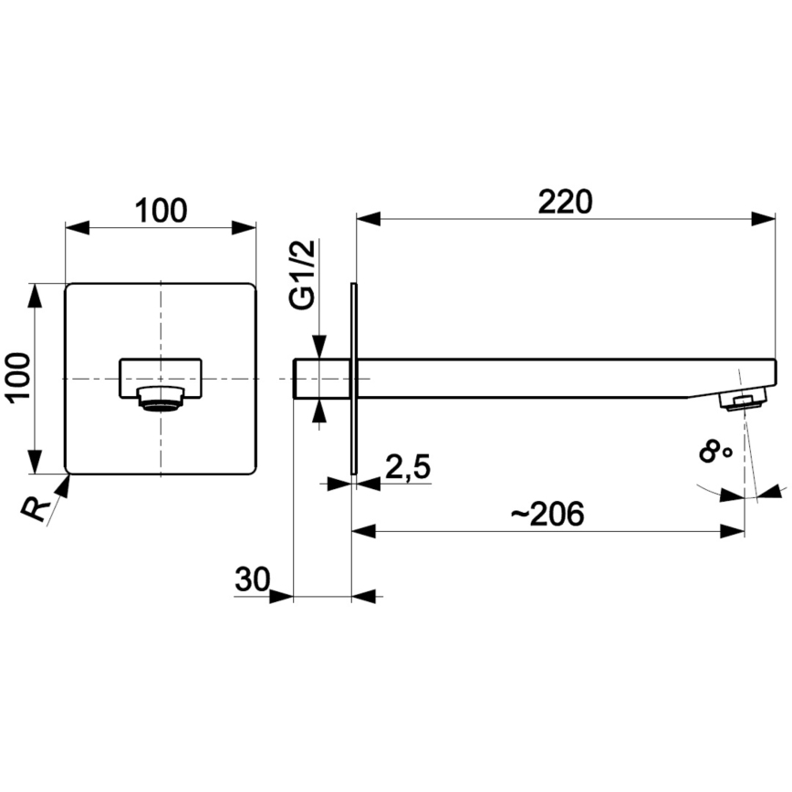 KFA Armatura 836-005-81 - Spout for concealed installation LOGON brass/matte black