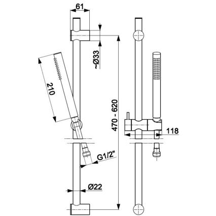 KFA Armatura 841-363-31 - Shower set MOZA stainless steel/ground gold