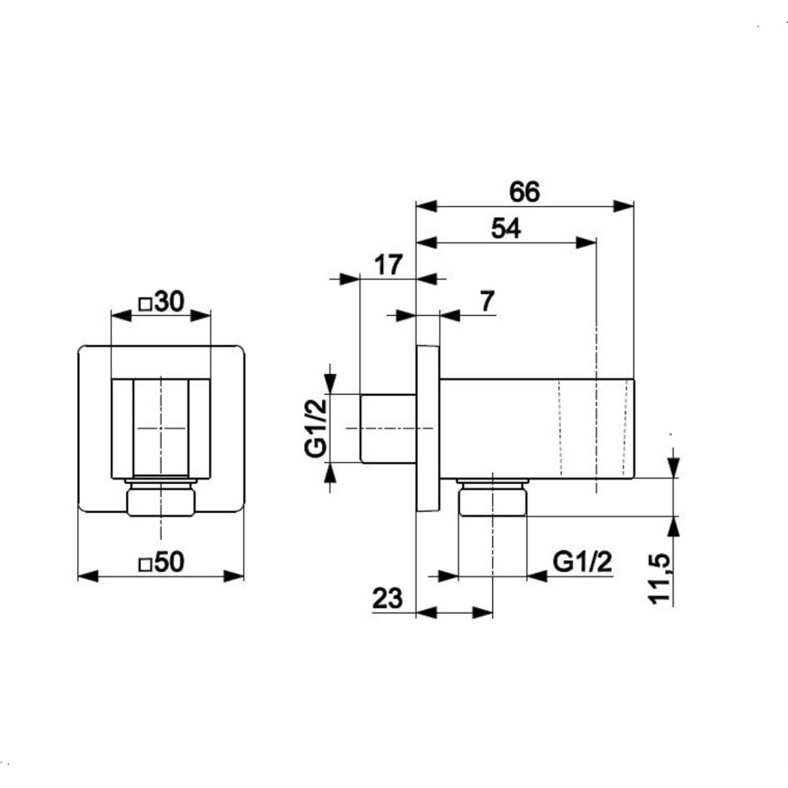 KFA Armatura 845-051-81 - Angular shower holder with outlet LOGON brass/matte black