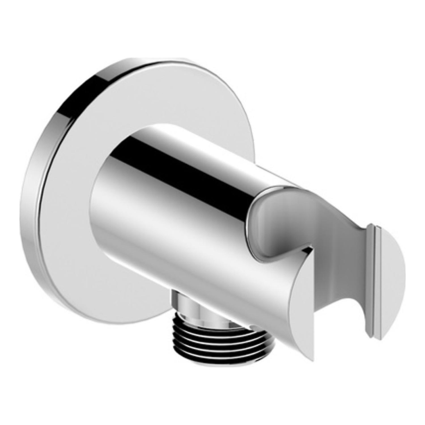 KFA Armatura 845-053-00 - Round shower holder with outlet MOZA/HALIT shiny chrome