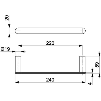 KFA Armatura 864-025-00 - Wall towel holder 24 cm shiny chrome
