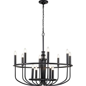 Kichler - Chain-hung chandelier CAPITOL HILL 12xE14/40W/230V Black