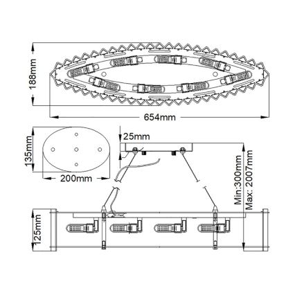Kichler - LED Bathroom chandelier on a string CRYSTAL SKYE 8xG9/3W/230V IP44