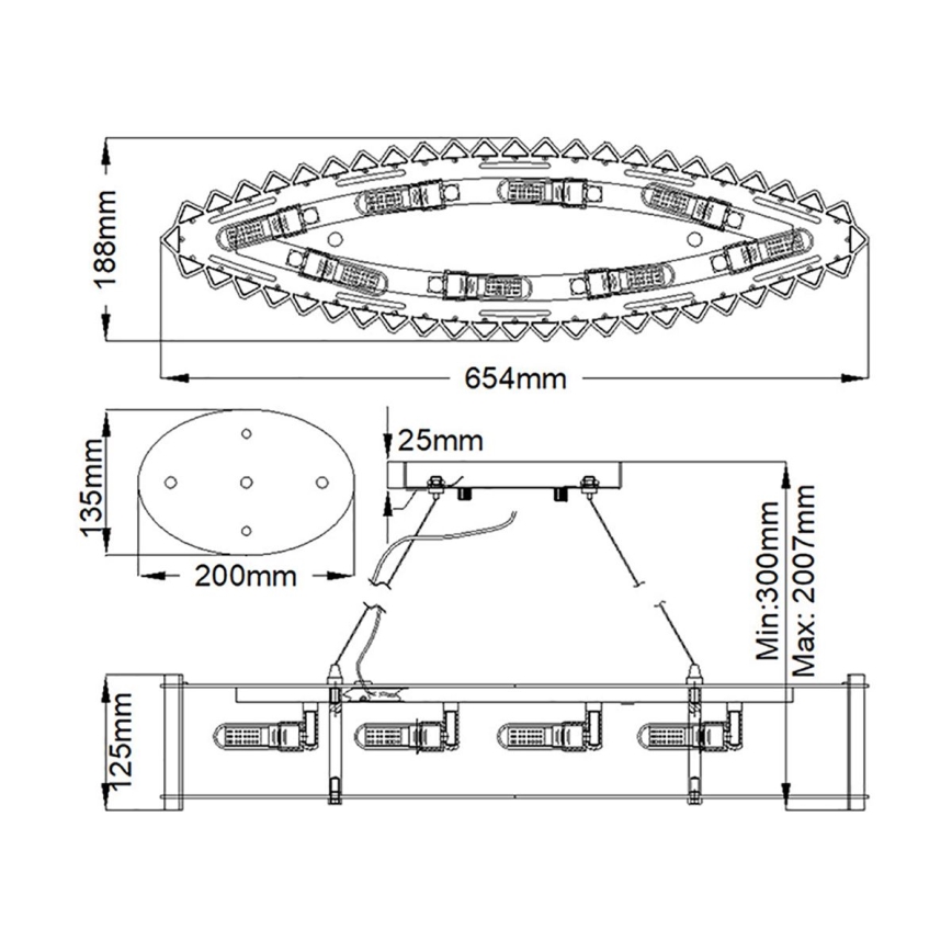 Kichler - LED Bathroom chandelier on a string CRYSTAL SKYE 8xG9/3W/230V IP44
