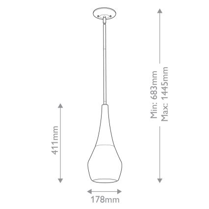 Kichler - Chandelier on a pole DEELA 1xE27/60W/230V d. 17,8 cm brass