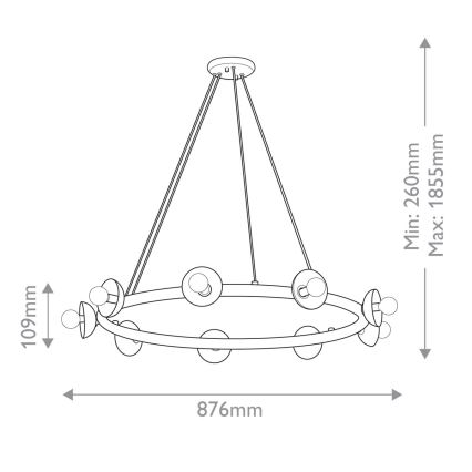 Kichler - PALTA cable-suspended chandelier 9xE14/40W/230V, gold finish