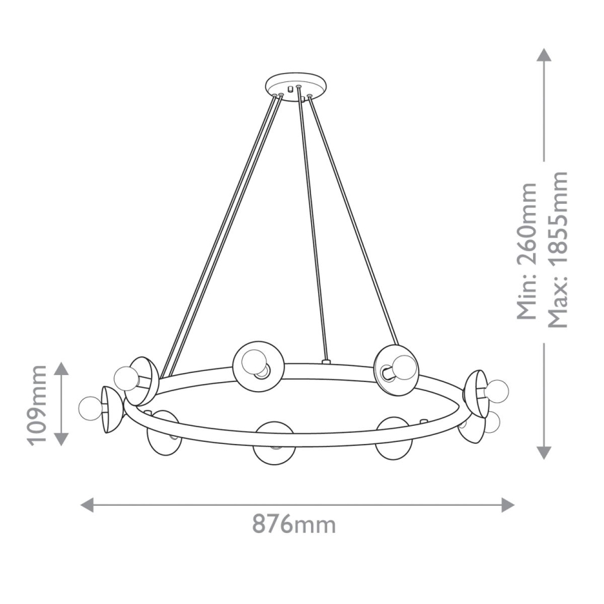 Kichler - PALTA cable-suspended chandelier 9xE14/40W/230V, gold finish