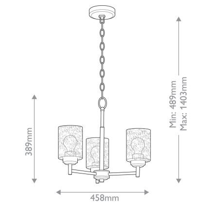Kichler - Chandelier on a chain WINSLOW 3xE27/60W/230V d. 45,8 cm brass