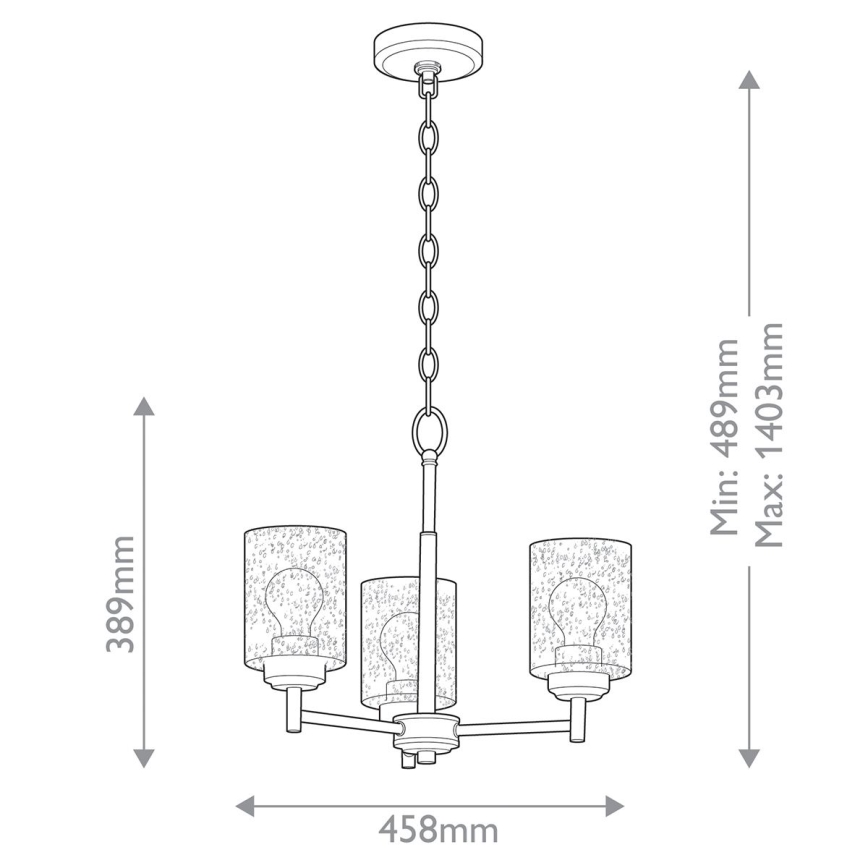 Kichler - Chandelier on a chain WINSLOW 3xE27/60W/230V d. 45,8 cm brass