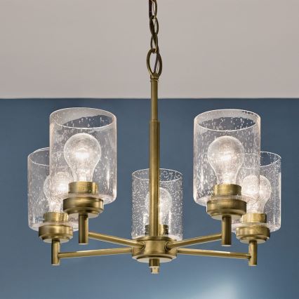 Kichler - Chandelier on a chain WINSLOW 5xE27/60W/230V d. 50,2 cm brass