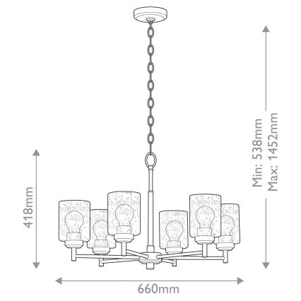 Kichler - Chandelier on a chain WINSLOW 6xE27/60W/230V d. 66 cm brass