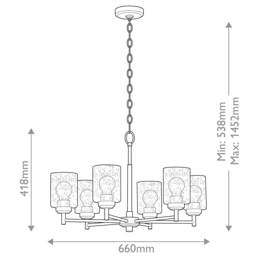 Kichler - Chandelier on a chain WINSLOW 6xE27/60W/230V d. 66 cm brass