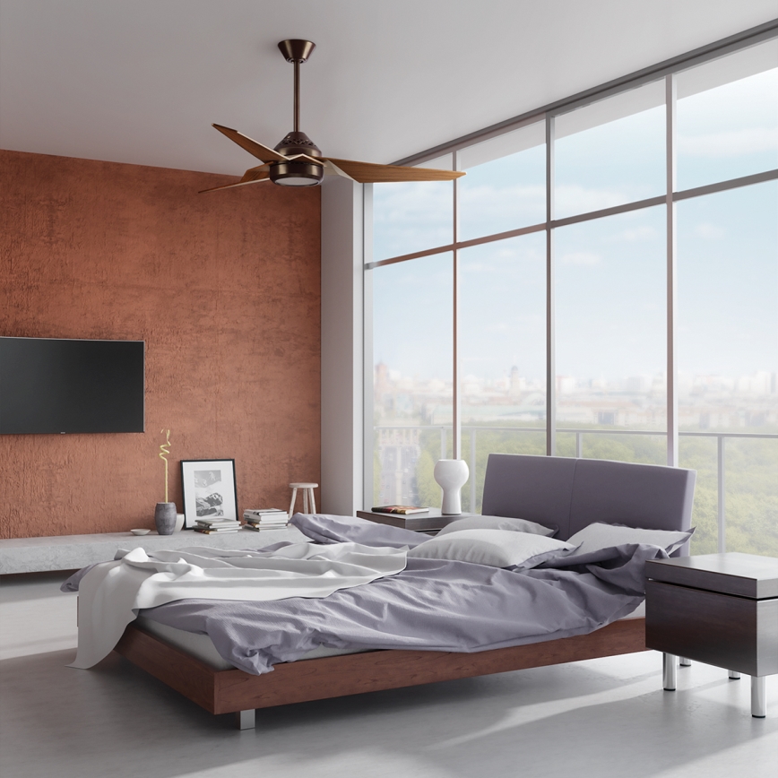 Kichler - LED Dimmable ceiling fan JADE LED/18W/230V brown + remote control