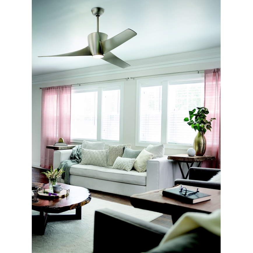 Kichler - LED Dimmable ceiling fan PHREE LED/10W/230V silver + remote control