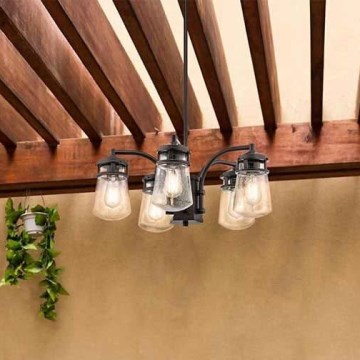 Kichler - Outdoor chandelier on a pole LYNDON 5xE27/60W/230V IP44