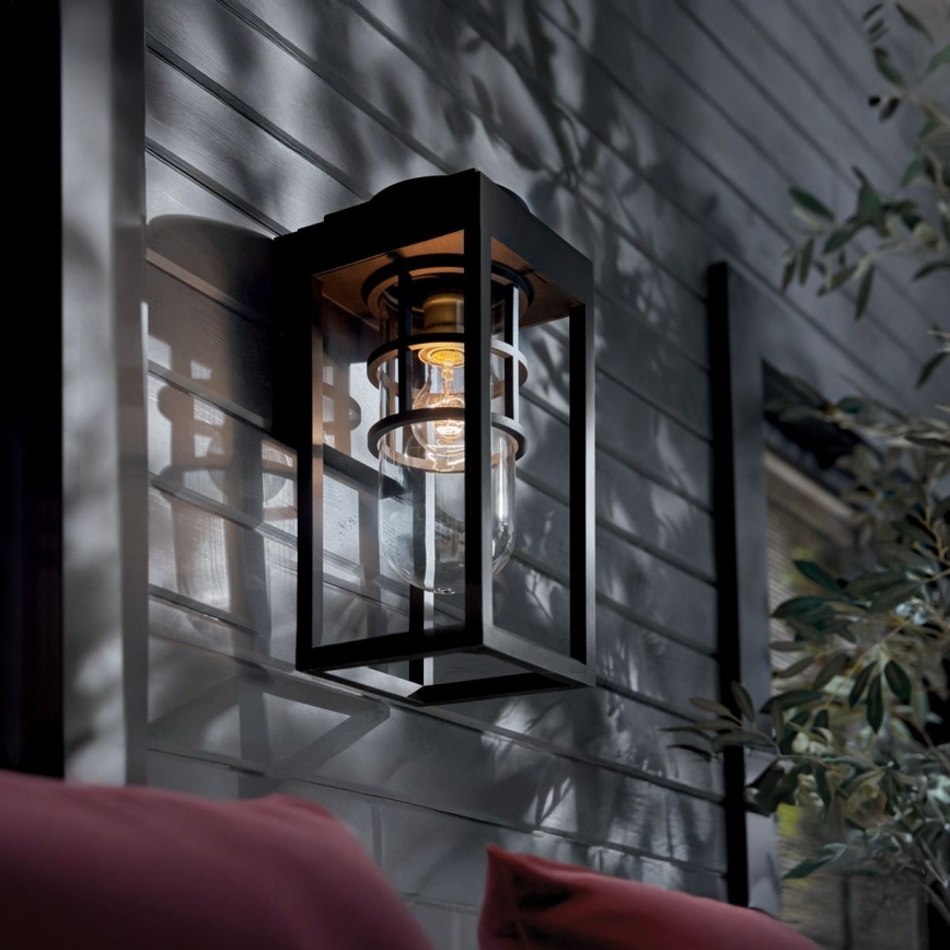 Kichler - Outdoor wall light HONE S 1xE27/60W/230V IP44 black