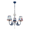Kids' chandelier BOAT 3xE14/40W/230V blue