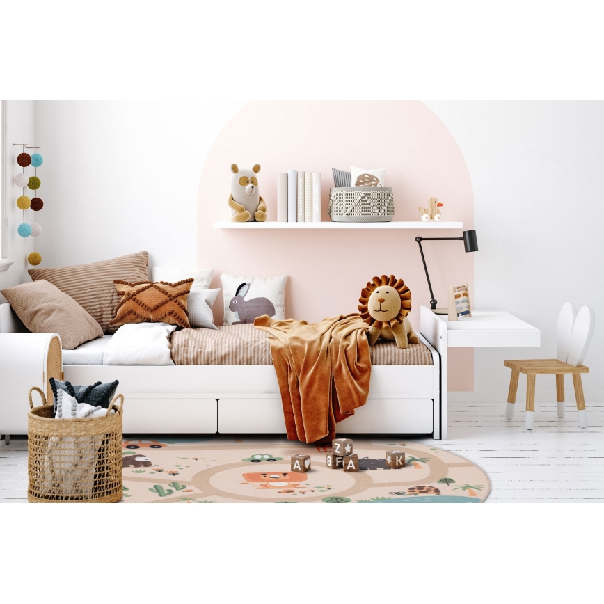 Kids' Non-Slip Rug ARES STREETS 160 cm Beige/Safari