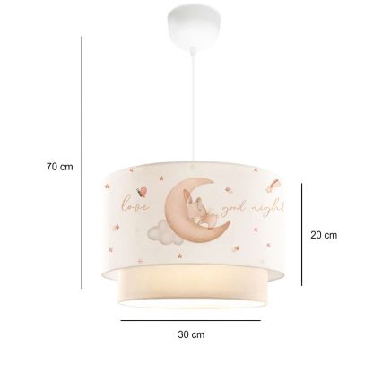 Kids' pendant light CANDY 1xE27/40W/230V white/beige