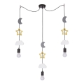 Kids' pendant light on cable TRIO 3xE27/20W/230V grey/yellow/white