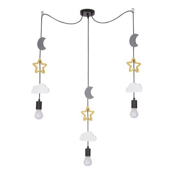 Kids' pendant light on cable TRIO 3xE27/20W/230V grey/yellow/white
