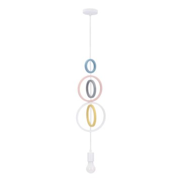 Kids' pendant light on cord HOOPS 1xE27/20W/230V Ø 19 cm multicolored