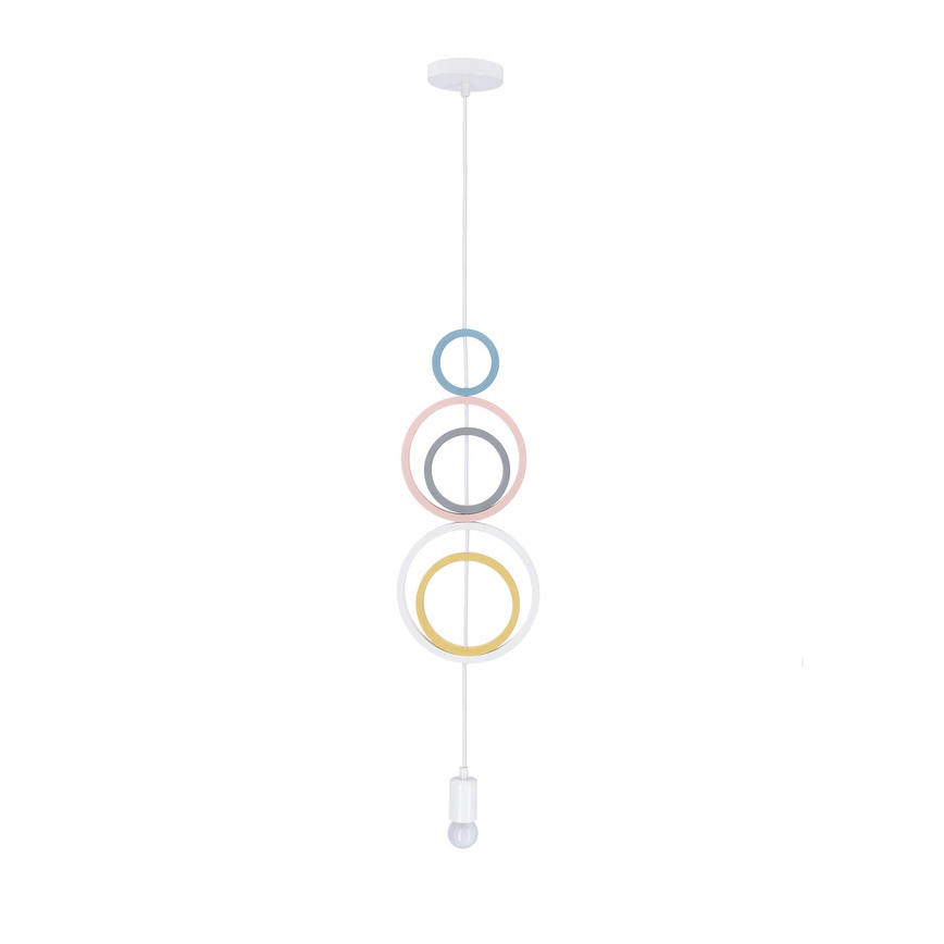 Kids' pendant light on cord HOOPS 1xE27/20W/230V Ø 19 cm multicolored