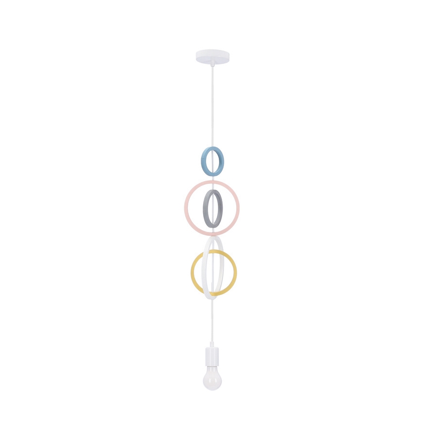 Kids' pendant light on cord HOOPS 1xE27/20W/230V Ø 19 cm multicolored