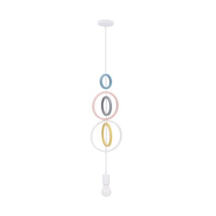 Kids' pendant light on cord HOOPS 1xE27/20W/230V Ø 19 cm multicolored