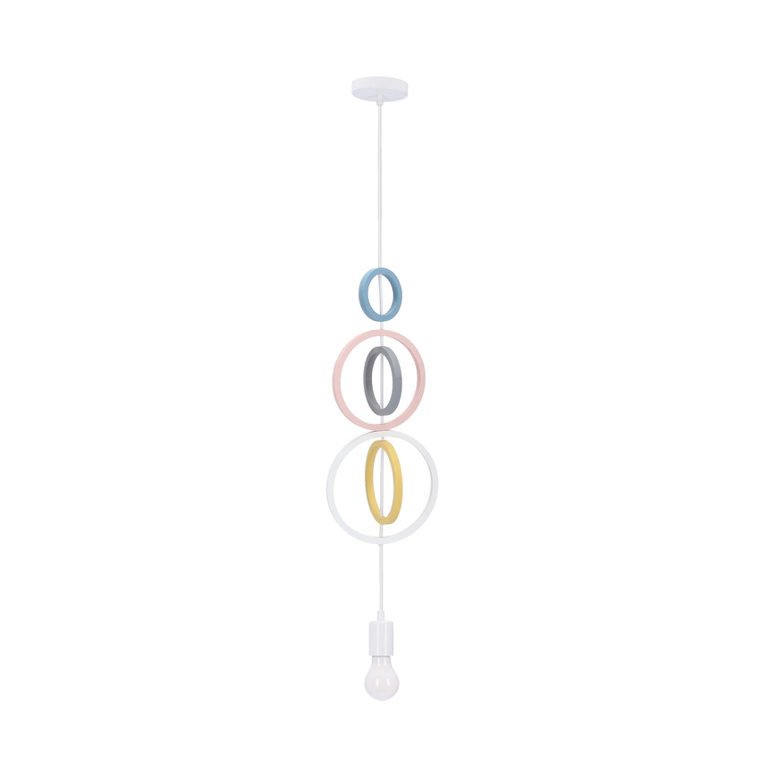 Kids' pendant light on cord HOOPS 1xE27/20W/230V Ø 19 cm multicolored