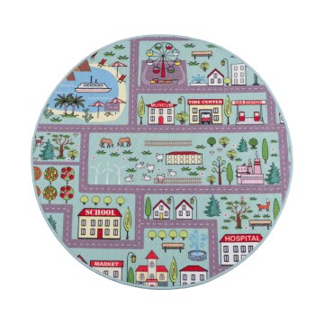 Kids' rug STELLA STREETS 120 cm turquoise/city
