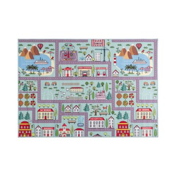 Kids' rug STELLA STREETS 80x100 cm turquoise/city
