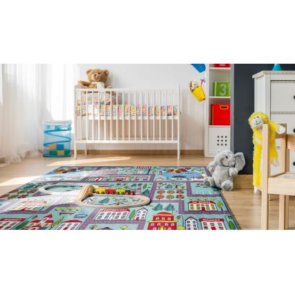 Kids' rug STELLA STREETS 80x100 cm turquoise/city