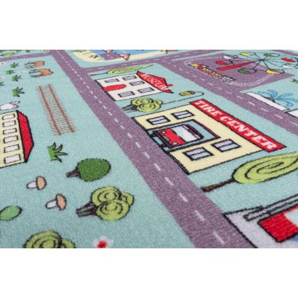 Kids' rug STELLA STREETS 80x100 cm turquoise/city