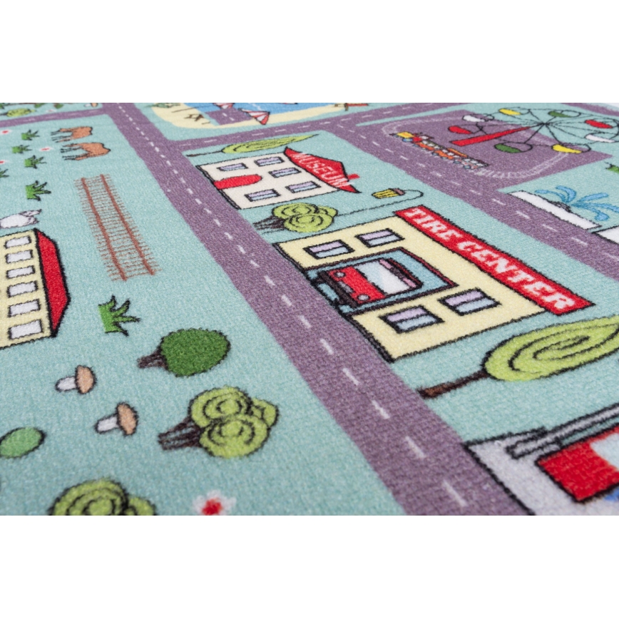 Kids' rug STELLA STREETS 80x100 cm turquoise/city
