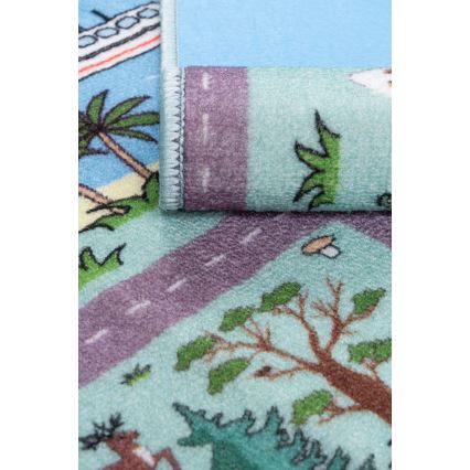 Kids' rug STELLA STREETS 80x100 cm turquoise/city