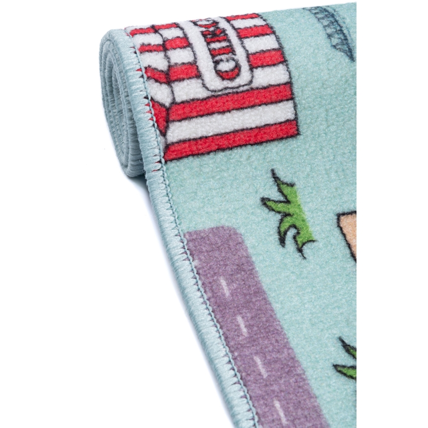 Kids' rug STELLA STREETS 80x100 cm turquoise/city