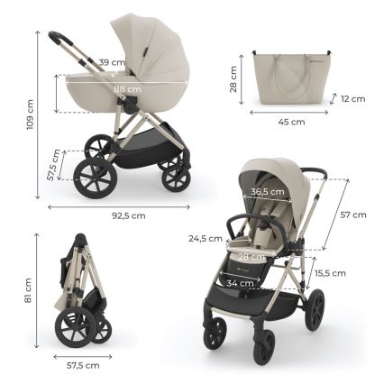 KINDERKRAFT - 3-in-1 Combination Stroller PRIME 3 Sand Dune